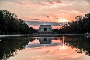 the reflecting pool at the Lincoln Memorial in Washington, D.C.